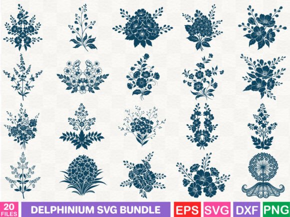 A Delphinium SVG Bundle for Editorial Graphics & Illustrations