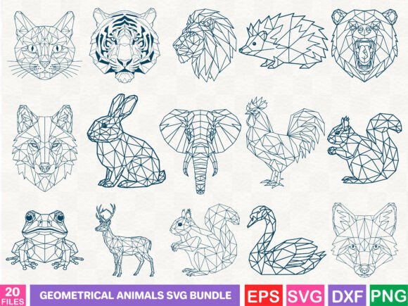 A Geometric Animal Graphics Bundle for Crafters