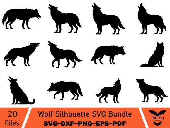 A Wolf Silhouette SVG Bundle for Embroidery Projects