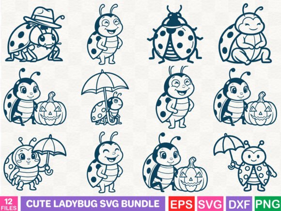 Cute Ladybug SVG Bundle: A Charming Graphics and Illustrations Set