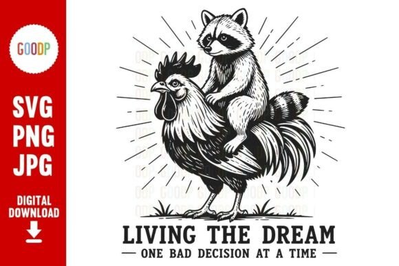 Funny Raccoon Riding Rooster SVG: A Quirky Graphics Must-Have
