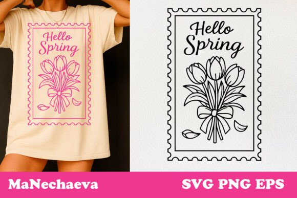 Hello Spring Stamp Graphics for T-Shirt Designs & Beyond