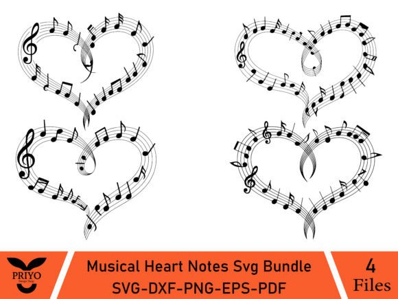 Musical Heart Notes Graphics for Elegant Editorial Design